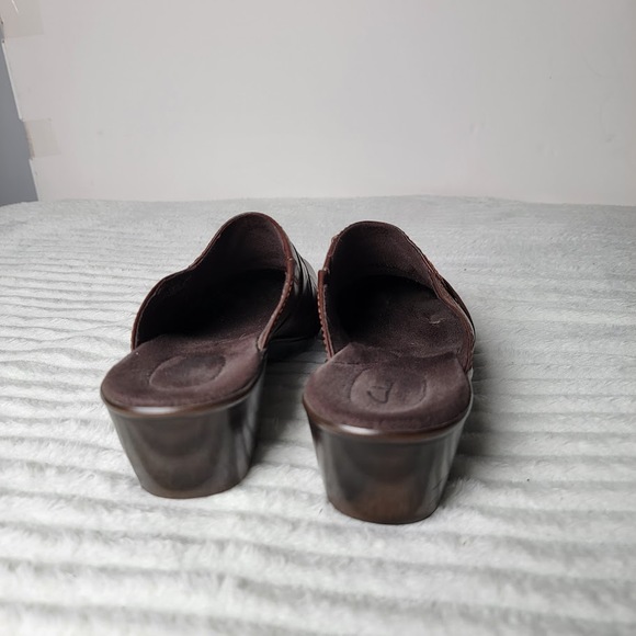 Clarks Bendables Mules 8M Brown Leather Slip-On Comfort Wedge Heels Casual - Picture 4 of 10